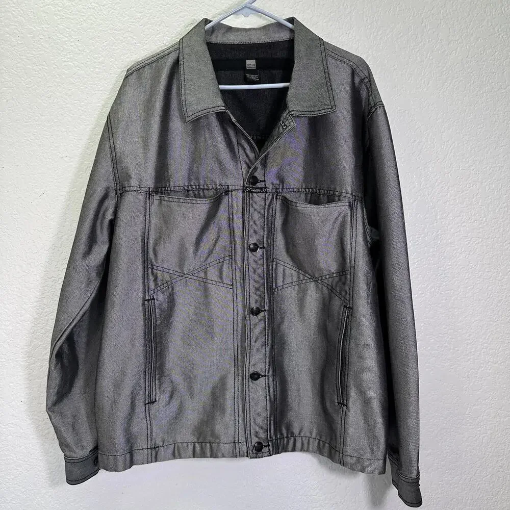 Men’s XL Marithe Francois Girbaud Silver Denim Jacket 90’s vintage oversized - Picture 1 of 6